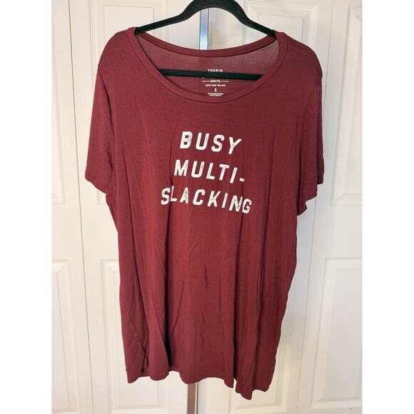 Torrid Tops - Torrid 3 Maroon Tshirt ‘busy Multi-slacking’